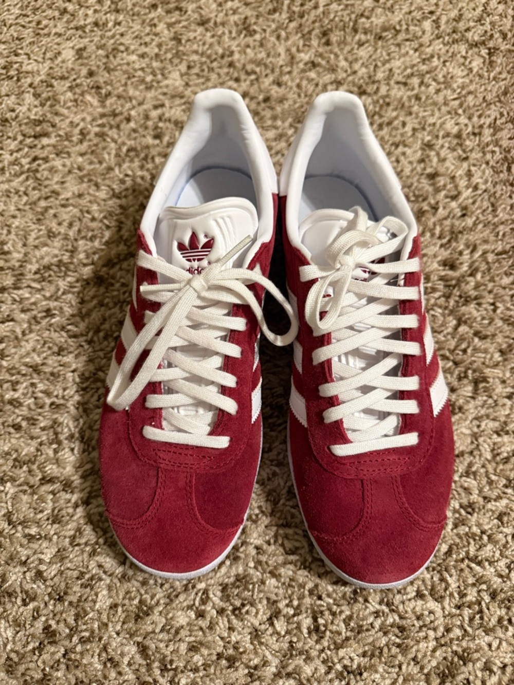 adidas Gazelle Suede Sneakers in Burgundy and White